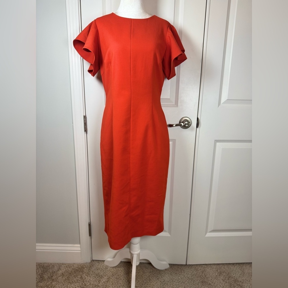 Antonino Melani Rust Bell Sleeve Sheath Work Career Capsule Dress Size 8